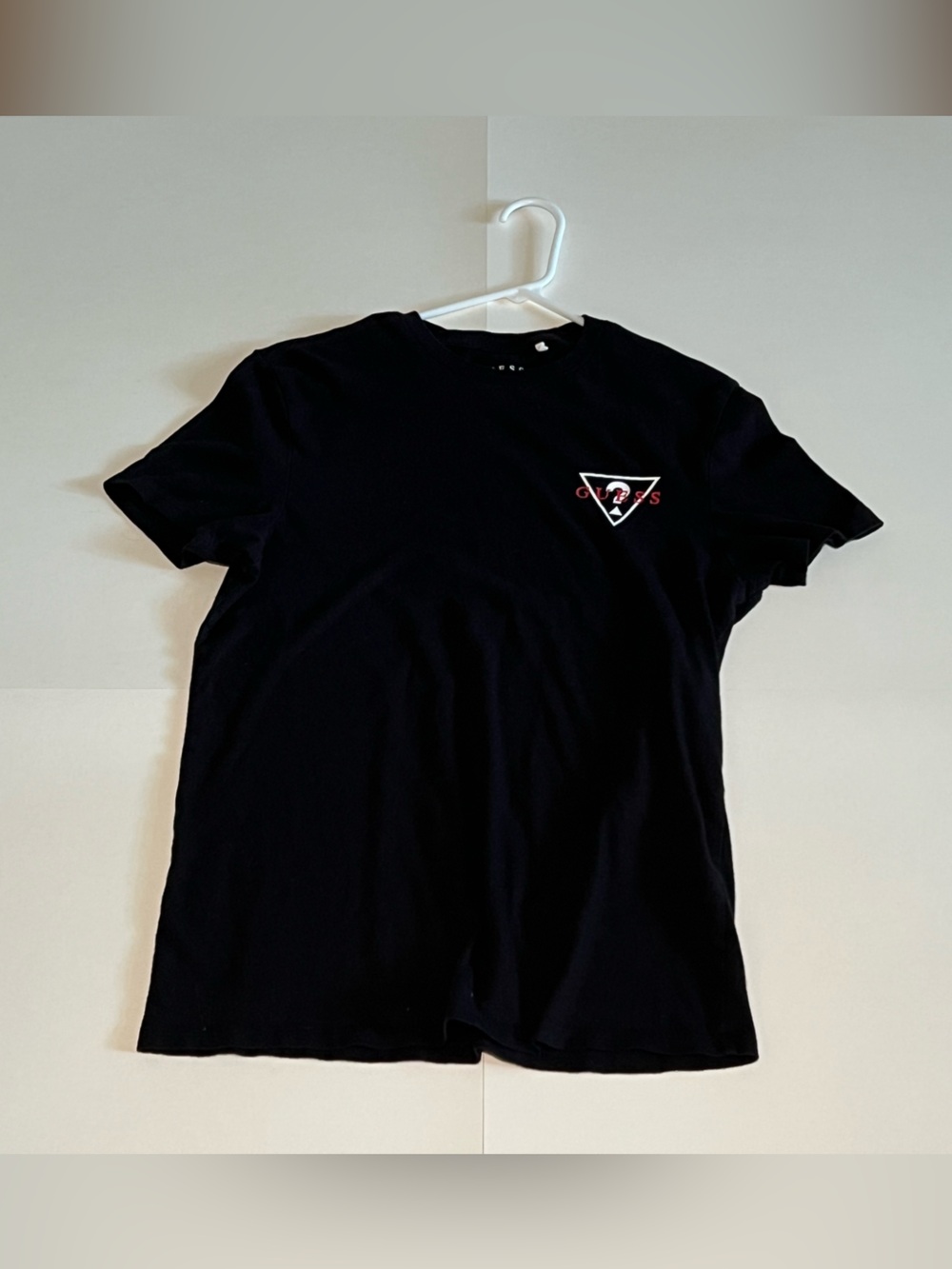 Guess Black Short Sleeve Tee with Small Triangle Logo